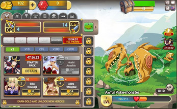 FapTitans screenshot showing the heroine roster screen